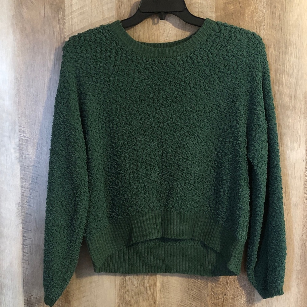 Jolie & Joy Women's Textured Crewneck Sweater in Deep Green
